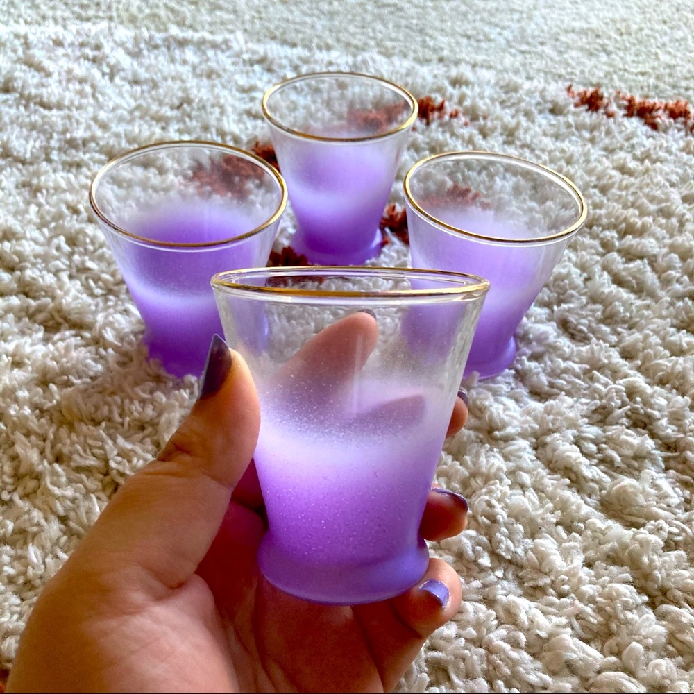 Purple Blendo Gold Rim Shot Glasses (4)